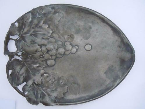 Originele Art nouveau fruitschaal in tin, te restaureren, Antiek en Kunst, Curiosa en Brocante, Ophalen of Verzenden