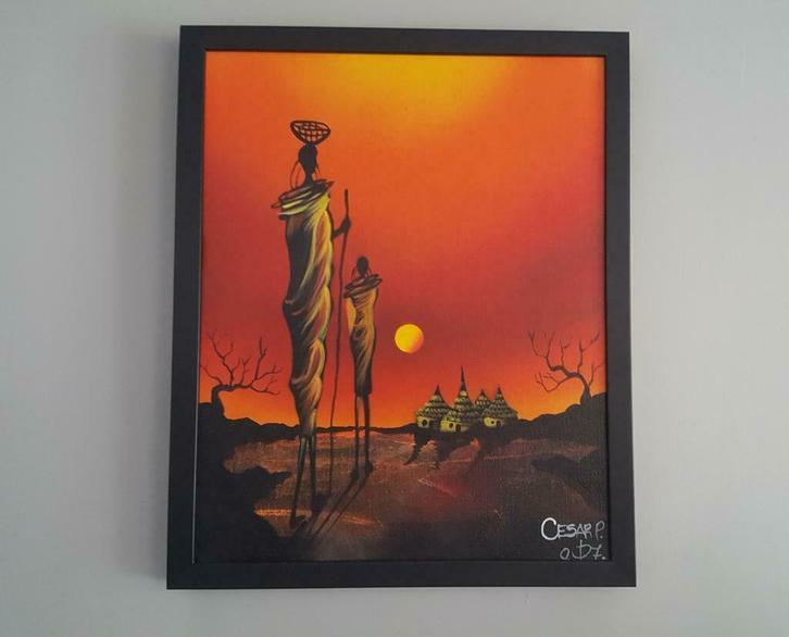 Tissus & figurines africaines, Antiquités & Art, Art | Peinture | Abstraite, Enlèvement