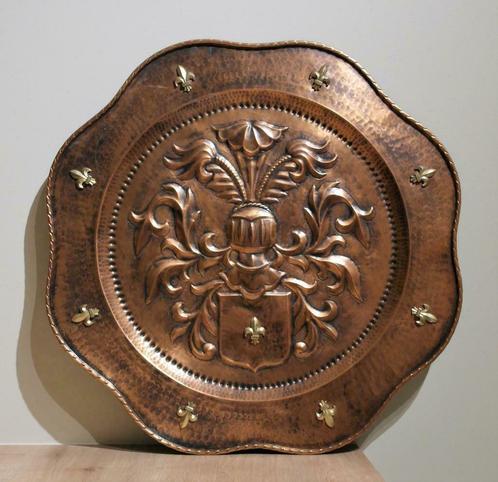 Assiette en cuivre signée Maudoux, Antiquités & Art, Antiquités | Bronze & Cuivre, Cuivre, Enlèvement