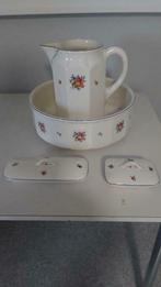 Antieke waskom met inschenkkan, twee zeepbakjes, Antiek en Kunst, Curiosa en Brocante, Ophalen of Verzenden