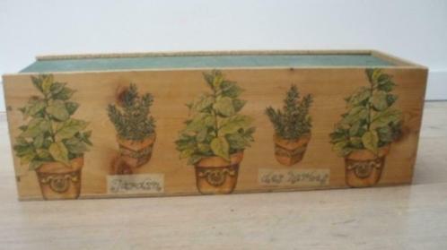 Handbeschilderde houten kist - schuifdeksel - TB-staat, Antiek en Kunst, Kunst | Beelden en Houtsnijwerken, Ophalen of Verzenden