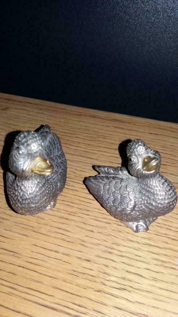 2 leuke tinnen eendjes  - PELTRO Italy, Antiek en Kunst, Antiek | Tin, Ophalen of Verzenden