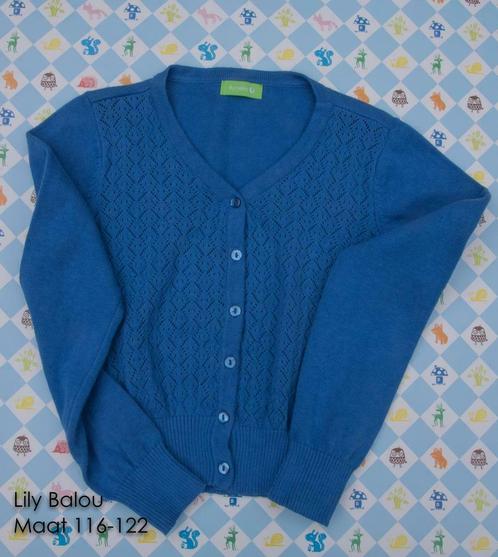 Cardigan Lily Balou – blauw - Maat 116 ZGAN, Enfants & Bébés, Vêtements enfant | Taille 116, Comme neuf, Fille, Pull ou Veste