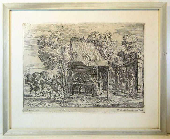 oude gravure -  Domenico Campagnola, Antiek en Kunst, Kunst | Etsen en Gravures, Ophalen of Verzenden