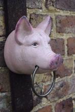 Tête de cochon en fonte patinée(porte serviette), Jardin & Terrasse, Comme neuf, Enlèvement