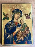 Icône en bois mère de dieu avec son enfant Christ, Enlèvement ou Envoi