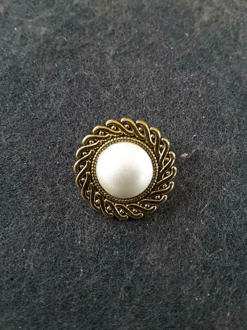 boutons bijoux 17 mm perle blanche cerclée doré queue BS2517, Hobby & Loisirs créatifs, Couture & Fournitures, Neuf, Bouton ou Boutons