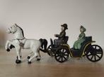Vintage antieke gietijzeren paarden met koets, Antiek en Kunst, Ophalen of Verzenden