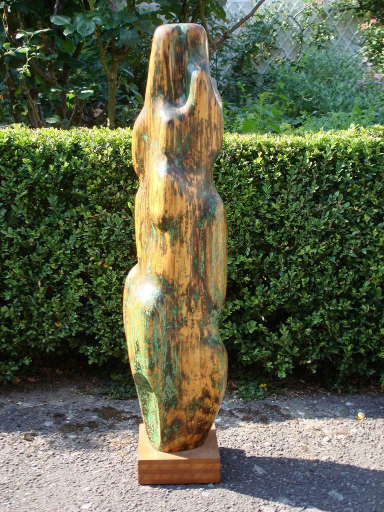 ADOLPHE DAENEN vers 1960 abstraite taille directe en bois, Antiquités & Art, Art | Sculptures & Bois, Enlèvement