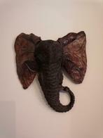 superbe tête éléphant en bois sculpté main  100% artisanal., Enlèvement ou Envoi
