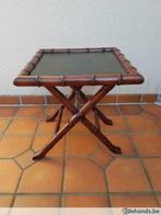 bijzettafeltje met lederen blad, Minder dan 55 cm, Gebruikt, Hout, Ophalen