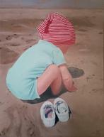 Olieverf schilderij  Kind op het strand, Antiek en Kunst, Kunst | Schilderijen | Modern, Ophalen