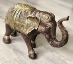 Statuette Deco design éléphant brun doré vintage indou