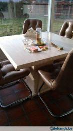 roze marmer vierkante tafel met 4 leunstoelen, Nieuw