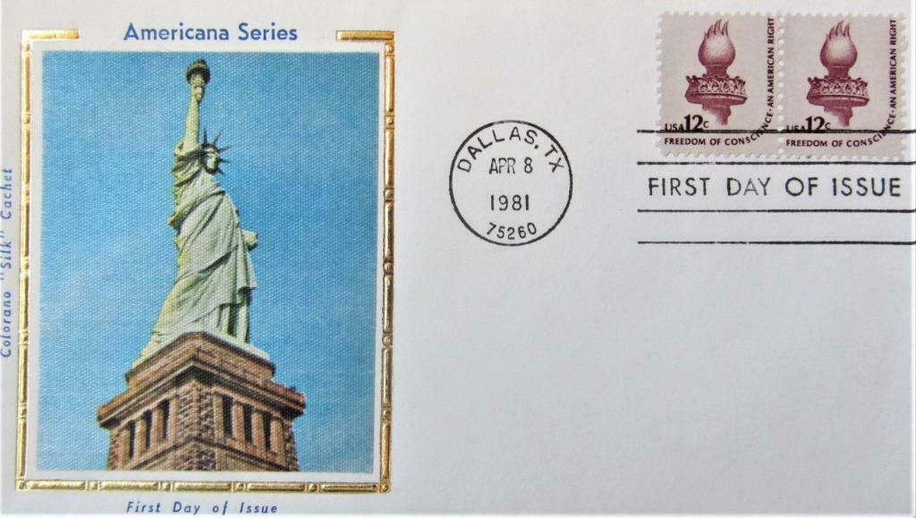 FDC OP ZIJDE- U.S.A.- KUNST- HET VRIJHEIDSBEELD, Ophalen of Verzenden, Gestempeld, Overige thema's