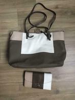 Sac bandoulière et porte monnaie francinel brun beige blanc, Comme neuf, Blanc