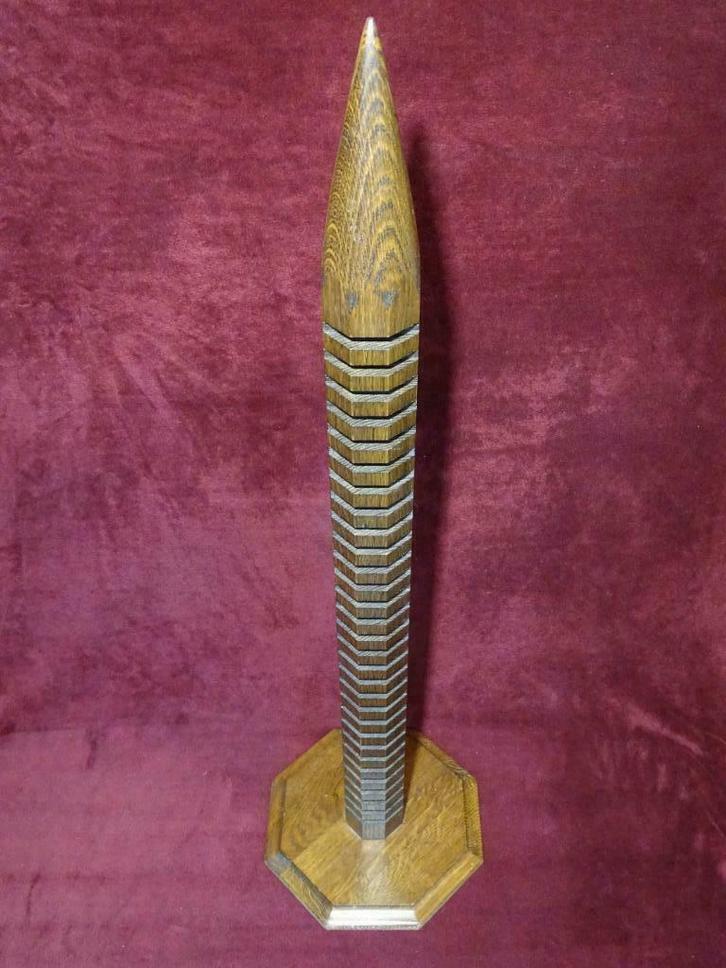 Bijzonder eiken houten CD-rek pilaar, Huis en Inrichting, Woonaccessoires | Cd- en Dvd-rekken, Zo goed als nieuw, Cd's, 25 tot 75 discs