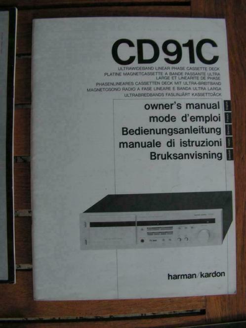 Originele handleiding Harman/Kardon cassettedeck CD91C, Audio, Tv en Foto, Cassettedecks, Ophalen of Verzenden