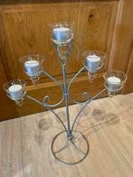 Theelichthouder kandelaar glas metaal, Ophalen, 50 tot 75 cm, Zo goed als nieuw, Metaal
