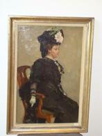 FRANS SMEERS 1873-1960 olie/hout dame in zwart expo Tervure, Antiek en Kunst, Kunst | Schilderijen | Klassiek, Ophalen