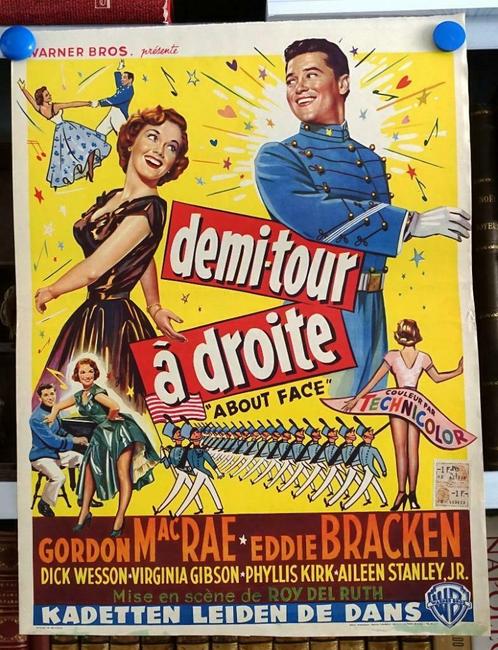 Filmposter Demi-tour à droite / Kadetten leiden de dans, Collections, Posters & Affiches, Utilisé, Cinéma et TV, A1 jusqu'à A3