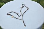 § grand chapelet perle bois brun + 3 medailles religieuse, Ophalen of Verzenden
