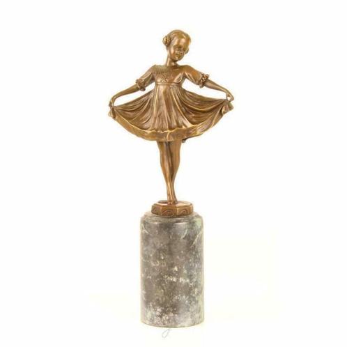brons beeld- meisje - Lillie , meisje -sokkel-, Antiquités & Art, Art | Sculptures & Bois, Enlèvement ou Envoi