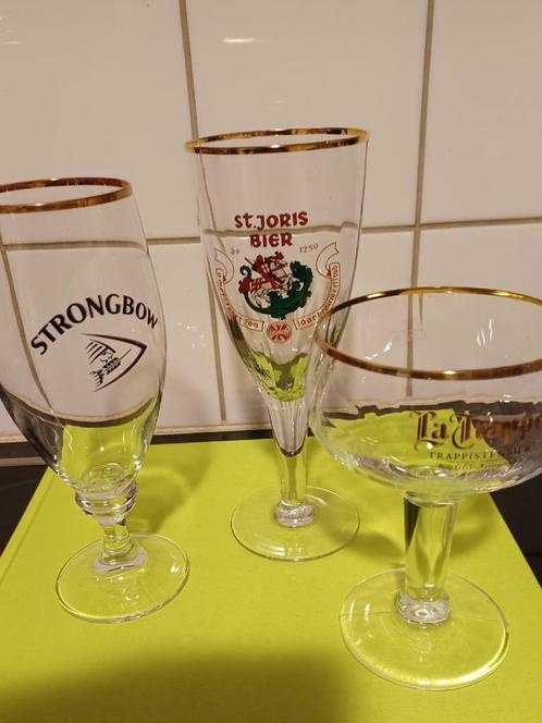 STRONGBOW - ST.JORISBIER  -  LA TRAPPE, Verzamelen, Glas en Drinkglazen, Zo goed als nieuw, Bierglas, Ophalen of Verzenden