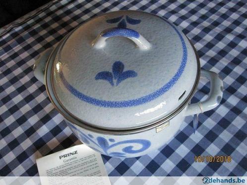 Vintage kookpot in émail, van "Prinz",handgeschilderd, W. G, Antiek en Kunst, Antiek | Email, Ophalen