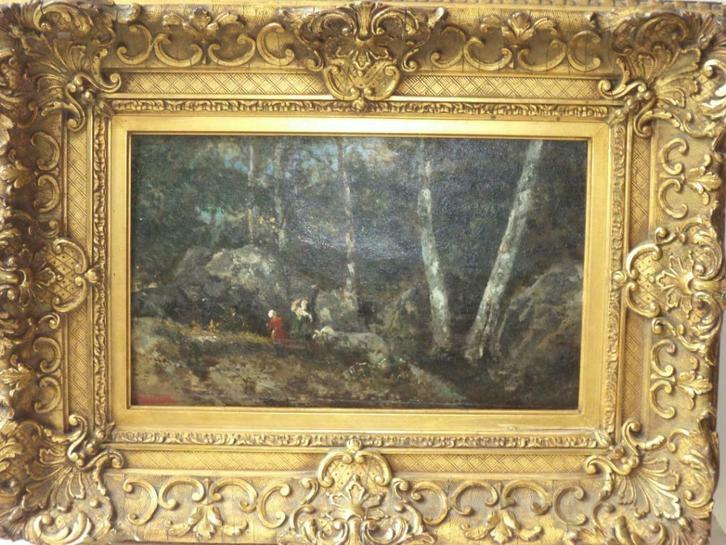 XIXE Adolphe MONTICELLI FR. olie/hout BARBIZON pleinairisme, Antiek en Kunst, Kunst | Schilderijen | Klassiek, Ophalen