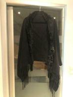Nieuw zwarte poncho met bont, Kleding | Dames, Ophalen of Verzenden, Nieuw, Zwart