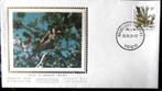 FIRST DAY COVER OP ZIJDE- VOGELS VAN BUZIN- DE PUTTER, Ophalen of Verzenden, Gestempeld, Dier of Natuur