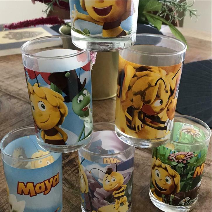 6 Maya de Bij glazen  🐝 🥛🥛🥛, Verzamelen, Stripfiguren, Nieuw, Overige typen, Overige figuren, Ophalen