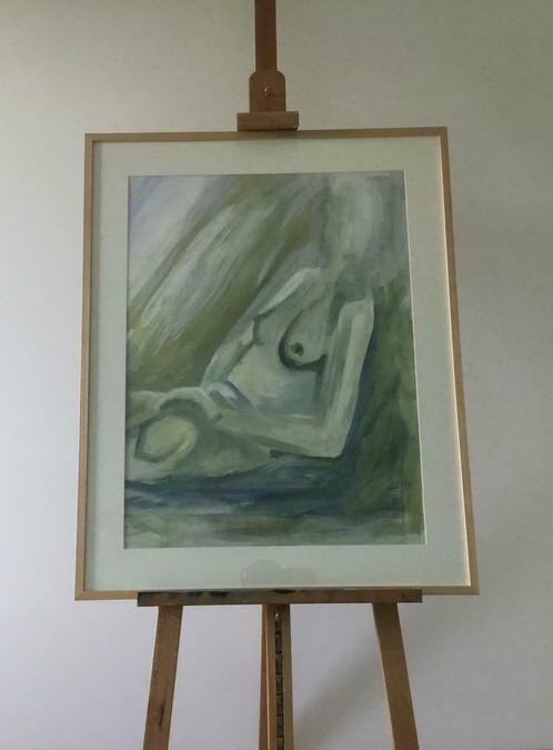 Model schilderij  “ femme en vert “(acryl op steinbach ), Antiquités & Art, Art | Peinture | Moderne, Enlèvement ou Envoi