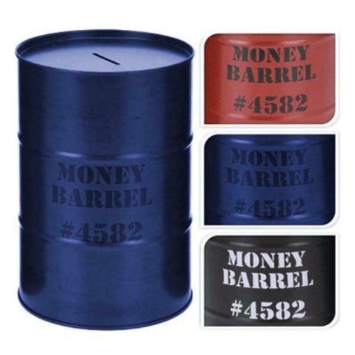 Spaarblik spaarpot groot olievat money barrel, Verzamelen, Spaarpotten, Nieuw, Metaal of Blik, Ophalen of Verzenden