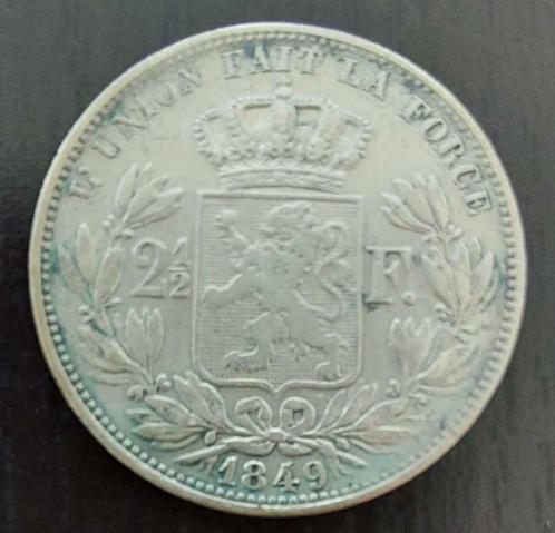 Belgium 1849 - 2 1/2 Fr. Zilver - Leopold I - Morin 47 - ZFr, Postzegels en Munten, Munten | België, Losse munt, Zilver, Zilver