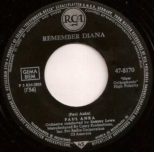 Paul Anka ‎– Remember Diana / At Night, CD & DVD, Vinyles Singles, Utilisé, Single, Pop, 7 pouces, Enlèvement ou Envoi