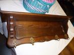 Muurkapstok in eiken hout wandkapstok kapstok koperen haken, Huis en Inrichting, Woonaccessoires | Kapstokken, Ophalen of Verzenden