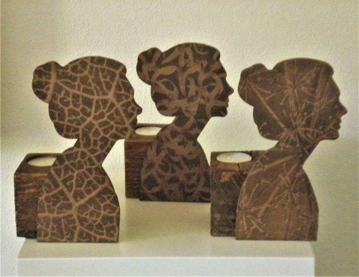 Decoratieve houten, handgemaakte theelichthouders, Huis en Inrichting, Woonaccessoires | Kandelaars en Kaarsen, Nieuw, Hout, Bruin