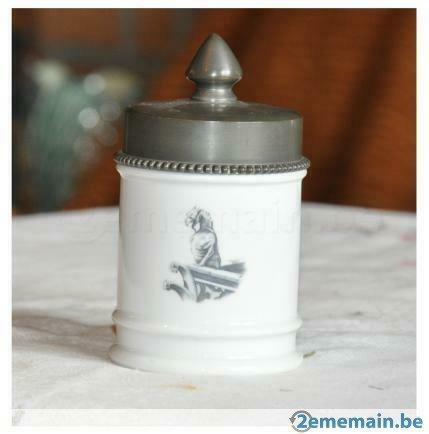 petit pot  porcelaine et étain de style pharmacie, Antiquités & Art, Antiquités | Céramique & Poterie