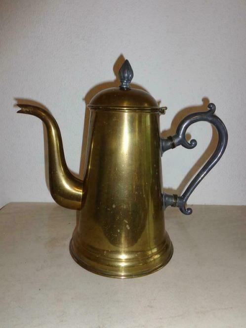 Koperen koffiepot met tinnen handvat, Antiquités & Art, Antiquités | Bronze & Cuivre, Cuivre, Enlèvement