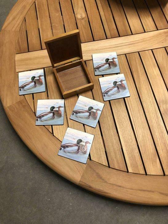 6 onderleggers in doos voor op tafel te zetten, Antiek en Kunst, Curiosa en Brocante