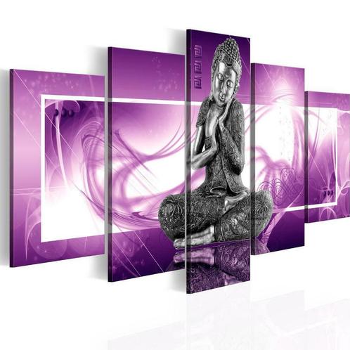 17 Paars Buddha XXL 5 Luik Canvas Schilderij 200x100cm Nieuw, Antiek en Kunst, Kunst | Schilderijen | Abstract, Ophalen of Verzenden