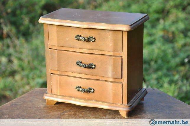 boite a bijoux musicale en bois commade 3 tiroirs, Handtassen en Accessoires, Beautycases, Gebruikt, Ophalen of Verzenden