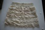 JUPE BEIGE A VOLANTS PLATS LELY WOOD TAILLE S, Beige, Ophalen of Verzenden, Zo goed als nieuw, Maat 36 (S)