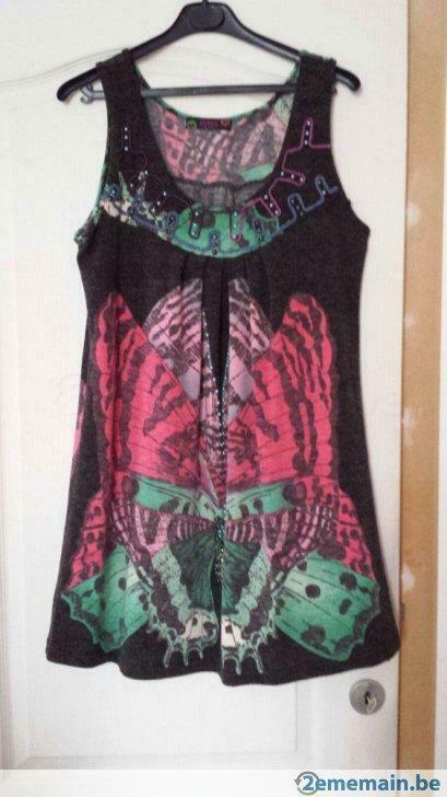 Tuniek van acrylwol met vlinderparels, Kleding | Dames, Blouses en Tunieken, Gedragen, Maat 46/48 (XL) of groter, Overige kleuren