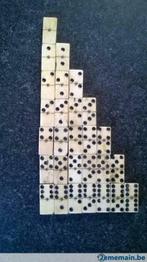 Ancien jeu Dominos complet 28 pièces rivetées nacre et ébène