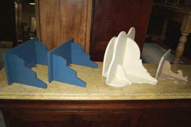 Allerlei antieke brocante/landelijke houten muur-rekjes, Antiek en Kunst, Curiosa en Brocante, Ophalen of Verzenden