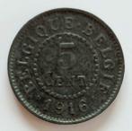 Belgium 1916 - 5 Cent Zink/Duitse bezetting - Albert I - Pr, Postzegels en Munten, Munten | België, Losse munt, Verzenden