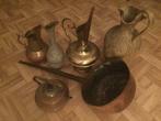 Diverse stukken in brons, koper en geel koper, Brons